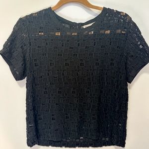 Black Lace See-Through T-Shirt